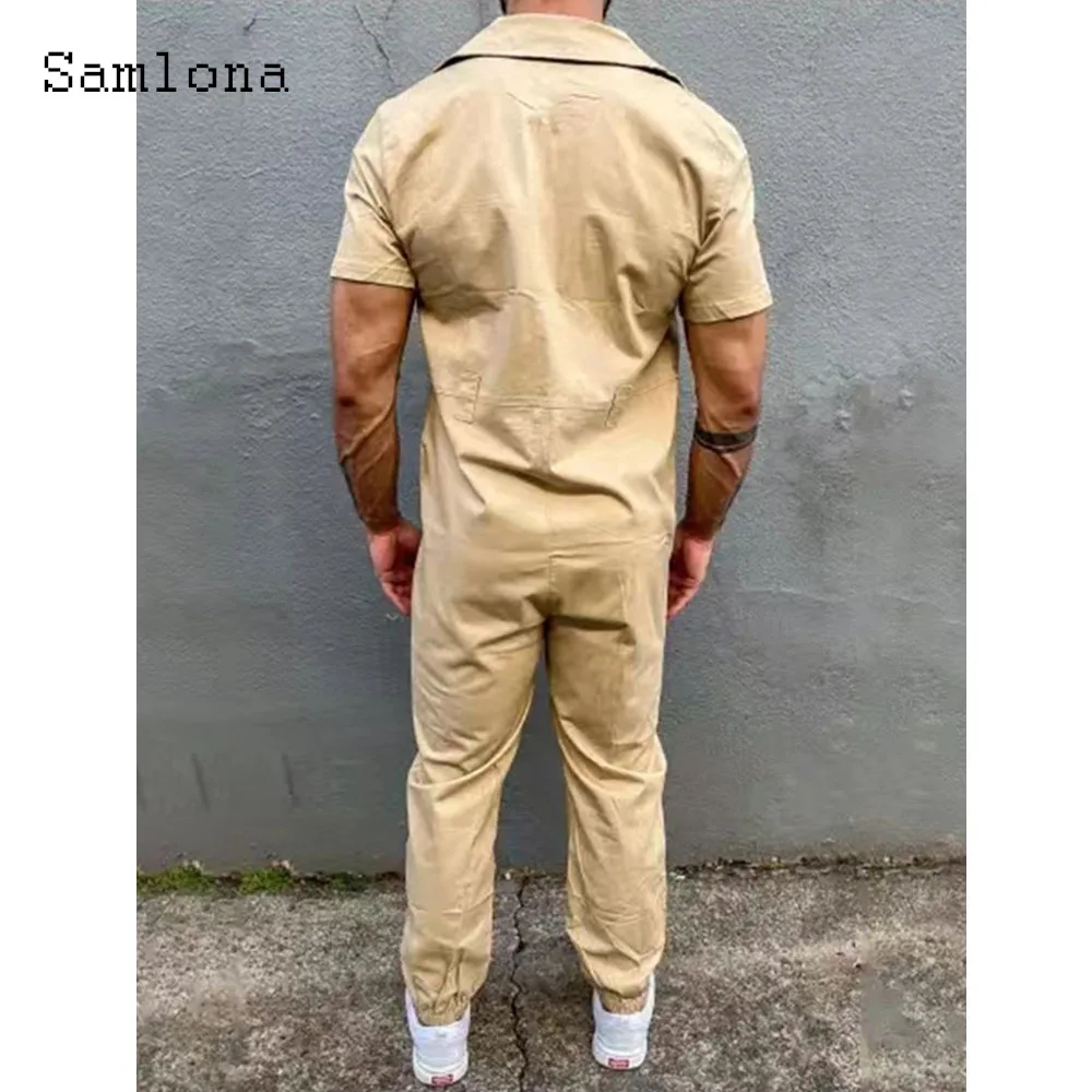 Pantaloni dritti moda uomo Set tuta da tasca con cerniera Sexy tuta da uomo manica corta Casual retrò tute da uomo tutina Cargo