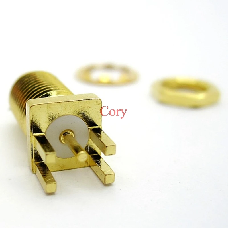 10pcs SMA Male for 1.6mm thick solder edge PCB mount straight RF connector Gold plated PCB SMA Male Coaxial Connector CZYC