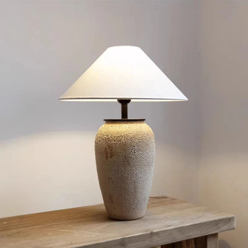 Japanese Retro Style Led Table Lamps for Bedroom Bedside Lamp Living Room Art Study Ceramic Pot Decorative Table Lights