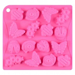 16 Cavity Insect Silicone Molds Butterfly Snail Ladybug Bee Bug Chocolate Candy Mould Insects Mini Soap Mould Ice Cube Tray