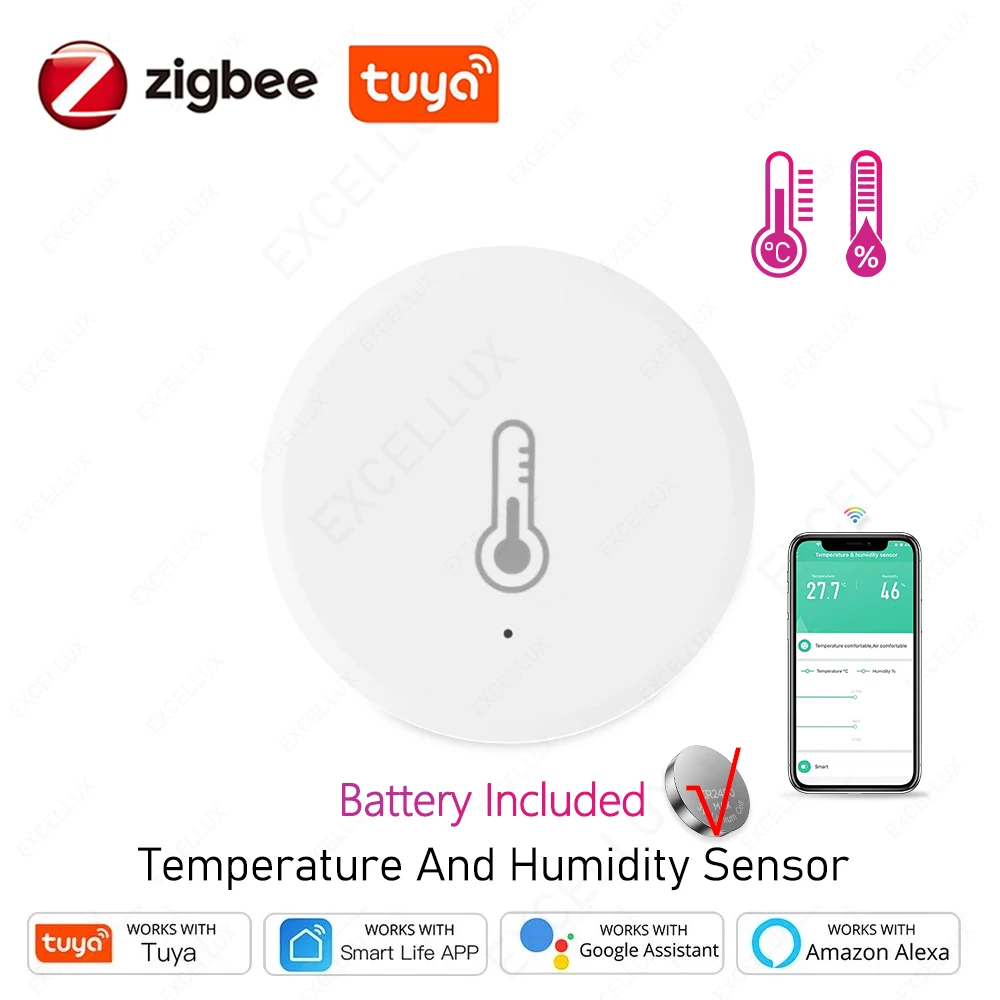 

Tuya Smart Zigbee Temperature And Humidity Sensor Indoor Thermometer Monitor For Home Works With Alexa Google Home Assistant