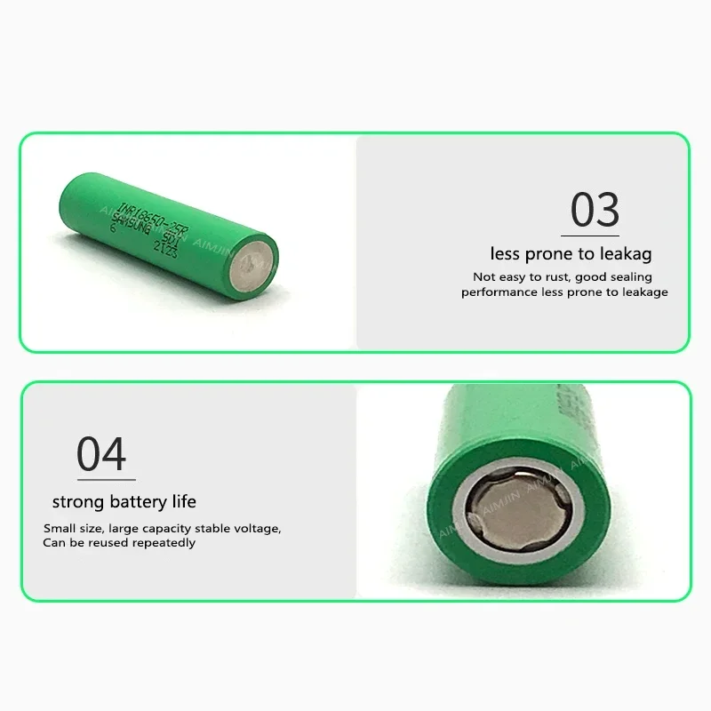 2 uds nueva batería de iones de litio 18650 25R 3,7 V INR18650-25R 2000mAh 20A adecuada para linterna de juguete batería de repuesto recargable