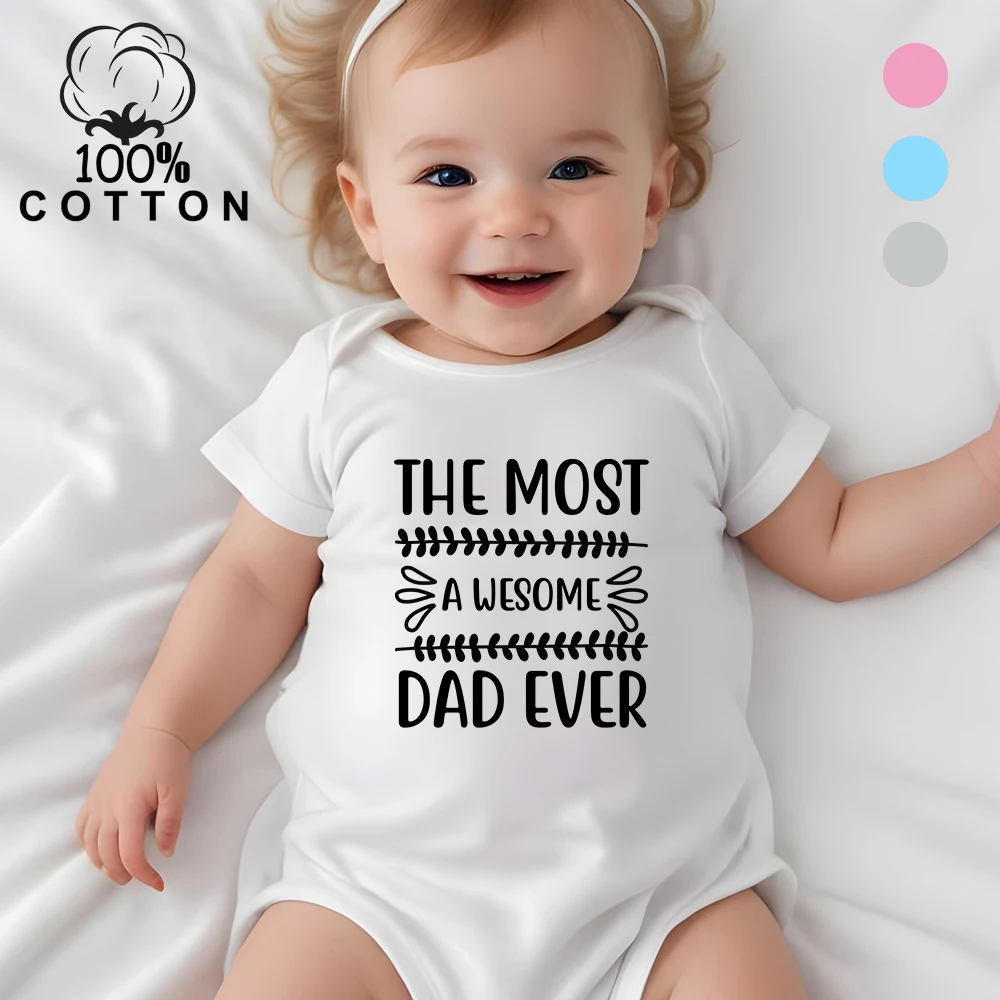 100% Cotton Onesie Leveled Up To Daddy/ Happy Day Print Bodysuit Comfortable Cloth for Baby Jumpsuit for 0 To 12 Months Newborn
