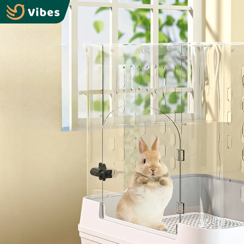 Transparent Acrylic Pet Indoor Rabbit Cage Design 14cm Heightened Tray Luxury Rabbit House Pet Cages