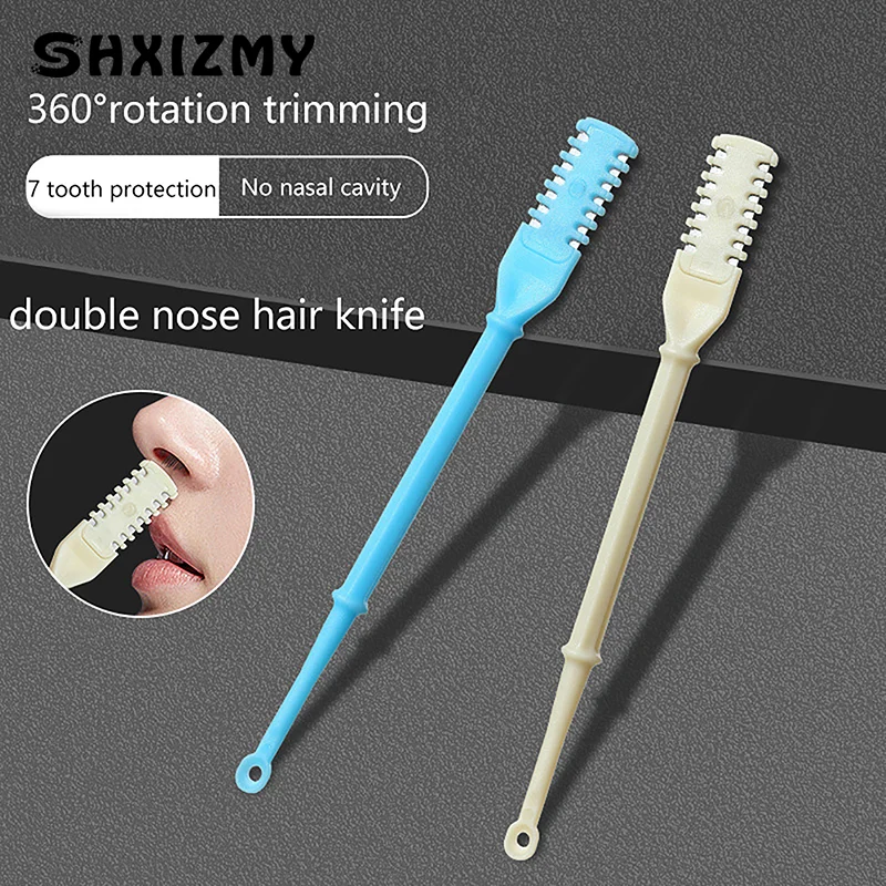 1/2/3/4 Pcs Washable Double Head Nose Hair Trimmer Nose Hair Ear Spoon 360°Rotate Nose Hair Knife Trimmer Stainless Steel