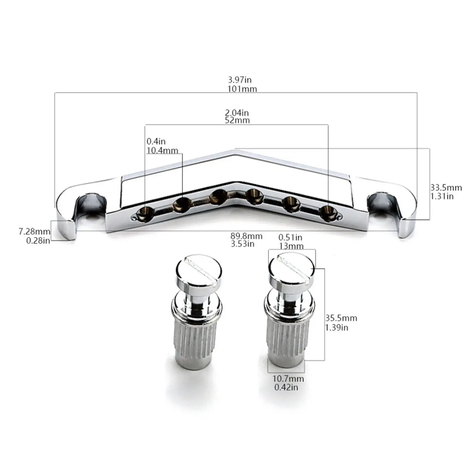 V Shaped Electric Guitar Stop Bar Tailpiece with Anchors Durable Metal Bridge for Guitar Construction