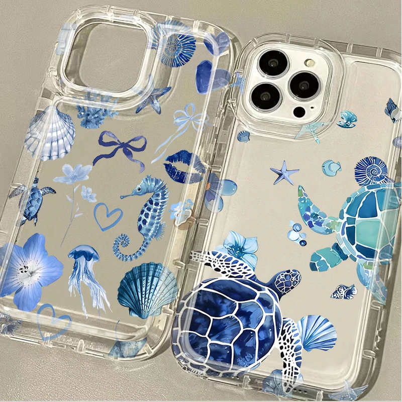 

Чехол для Xiaomi Redmi Note 13 12 11 Pro Plus 4G 5G 11S 12S 10 9 8 10S 9S 13C 12C 10C Роскошный синий силиконовый чехол с морским органайзером