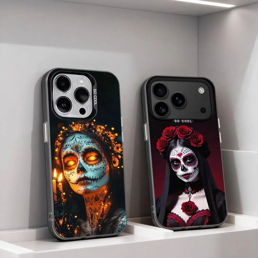 

Dead Mexican Catrina Skull For iPhone 11,12,13,14,15,16,17,Pro,Max,Plus,E,Air,Mini Phone Case IMD Matte Black