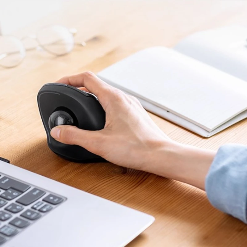 Wireless 2.4G Trackball Mouse Bluetooth Dual Mode Mute Ergonomic Vertical Grip Wrist Pain Tenosynovitis Mouse Office Drawing