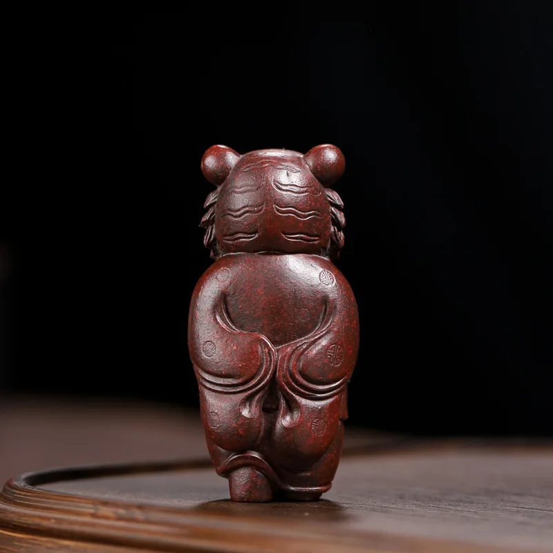 Yixing Zisha Tiger Tea Pet Handmade Purple Clay Tea Ceremony Figurine Chinese Kung Fu Tea Table Decoration