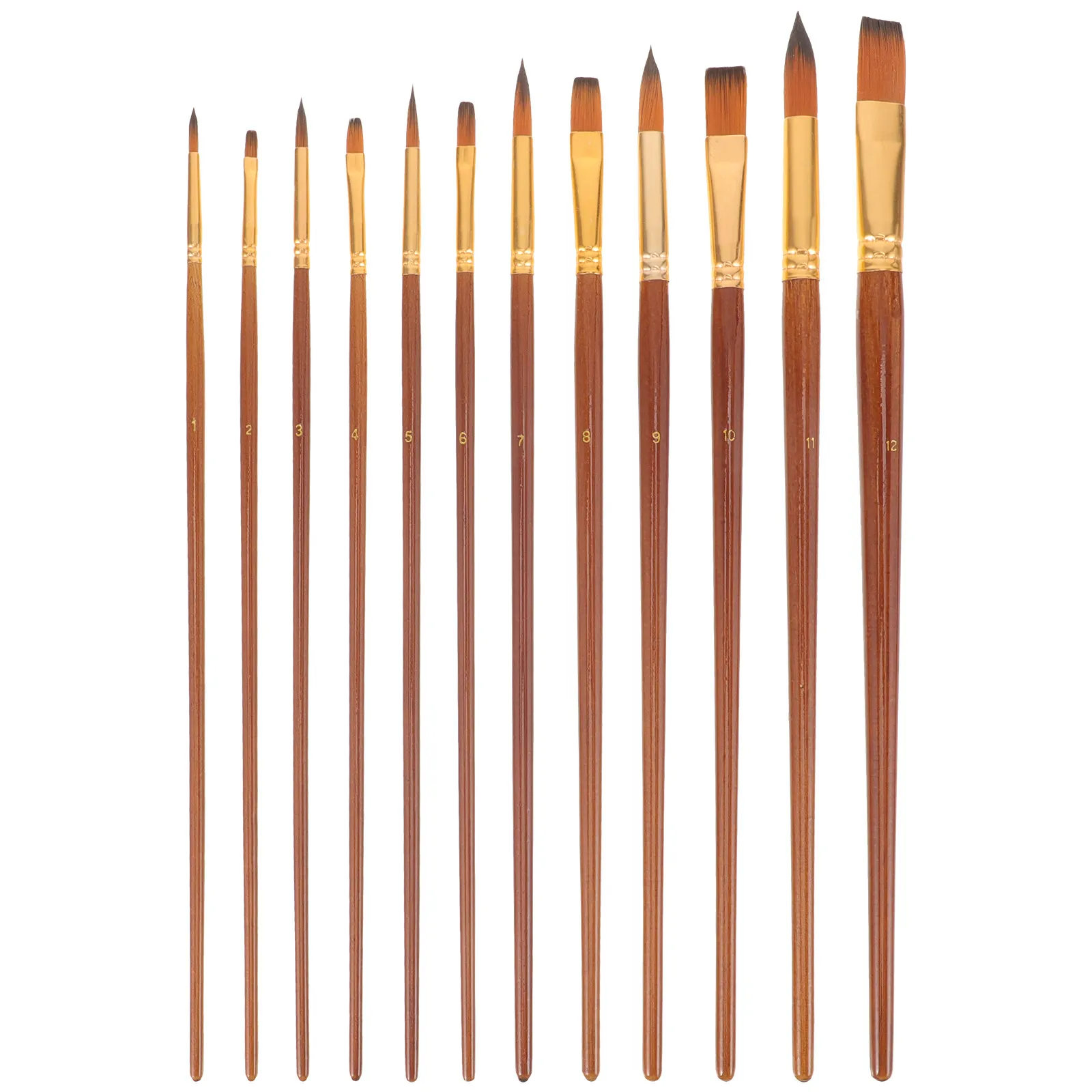 

12Pcs Nylon Hair Wooden Handle Paint Brushes for Acrylic Watercolor Gouache Face Nail Body Art Craft Painting Kids Students