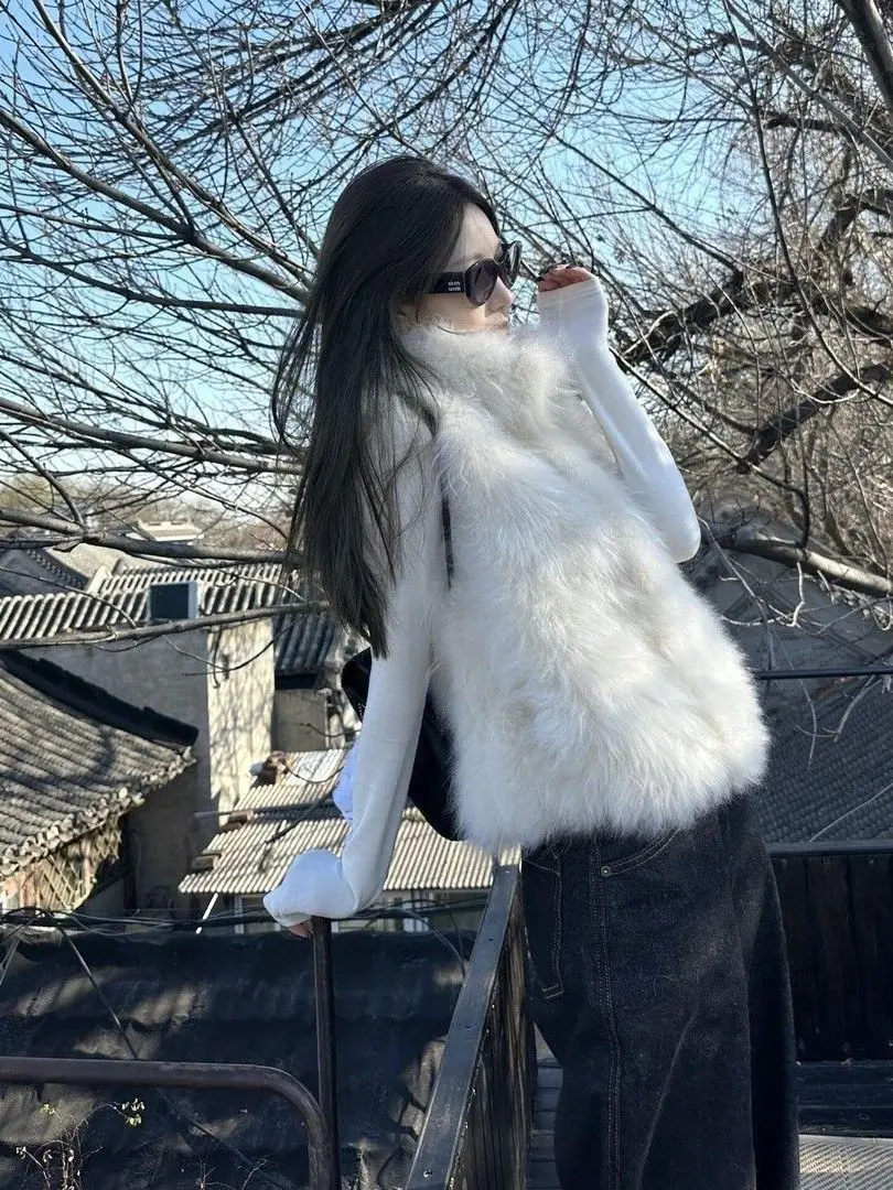 

Warmth ort Thi Fem Outerwear Autumn Winter New Sle Premium Feeling Faux Fur Vest Faionable Youth Fem Jaet