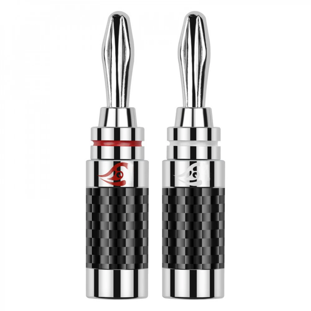 

2PCS Carbon Fiber Speaker Banana Plugs Pure Brass Rhodium Plated Speaker Audio Video Connector Welding-free Banana Plugs