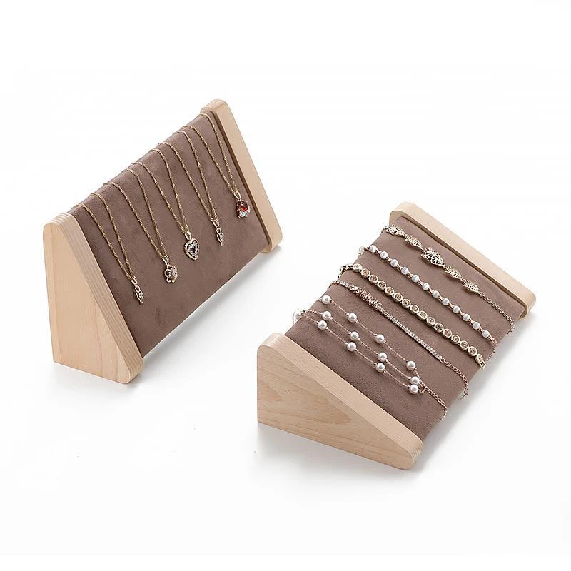 Solid Wood Ring Bracelet Display Rack Jewelry Store Specific Obliquity Display Props Necklace Holder Creative Decorations