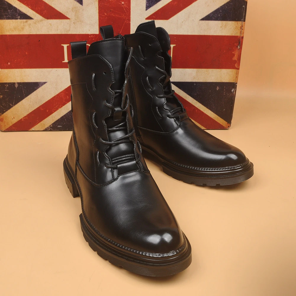 mens fashion party banquet high motorcycle boots original leather shoes black trendy cowboy platform boot designer ankle botas