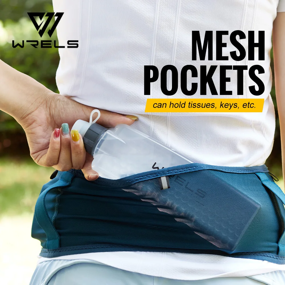 WRELS Running Fanny Pack Running Bag Waist Pack High Elasticity Breathable Lightweight Marathon Waist Bag Bottle Sports Jogging
