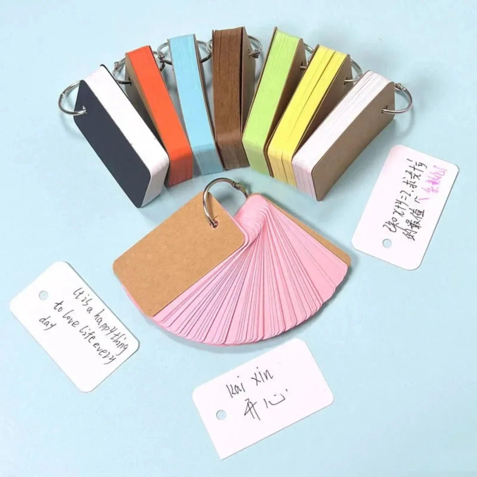 50Pcs Blank Memo Pads Flash Cards Loose-Leaf Index Cards Candy Colors Stationery Small Revision Books for Study Office Note Pads