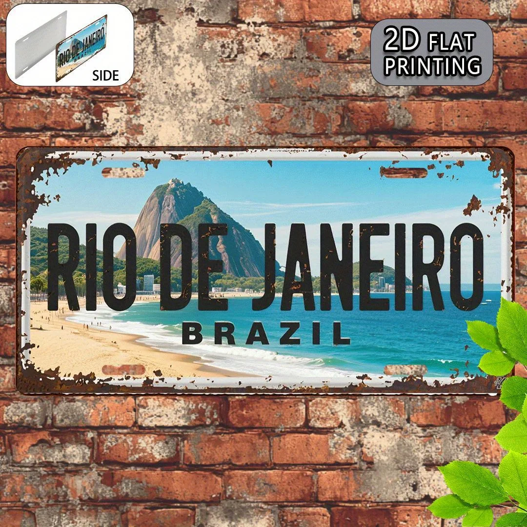 2D Flat - 1pc 2D Flat Posters, a Vintage Sign from Rio De Janeiro, Decorative Plaque Travel Souvenir, Gift for Friends,Birthd