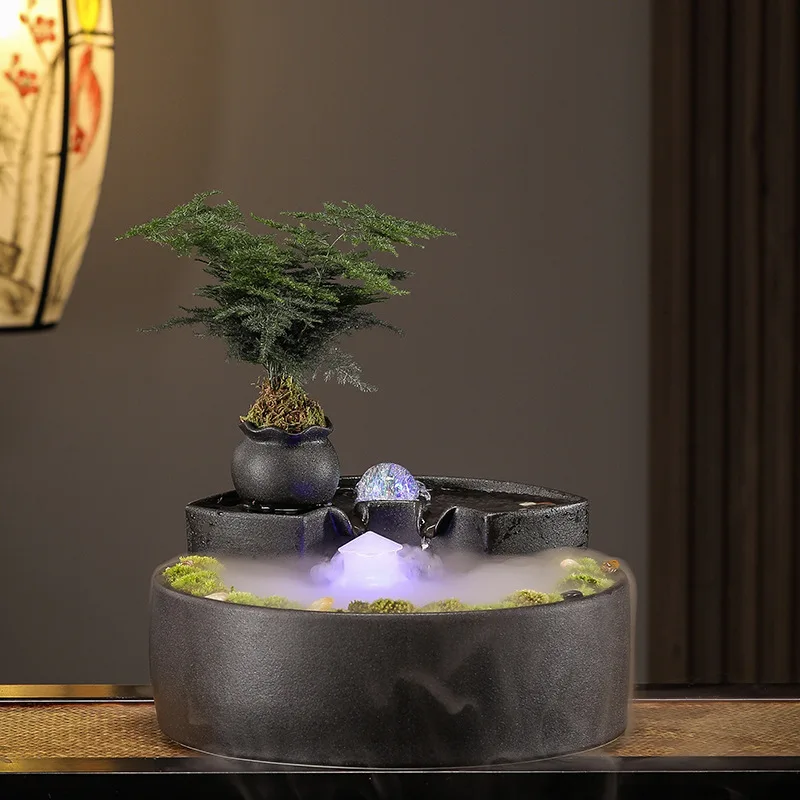 HYS flowing water ornament, circulating water fountain, creative ceramic, living room wealth-attracting office,