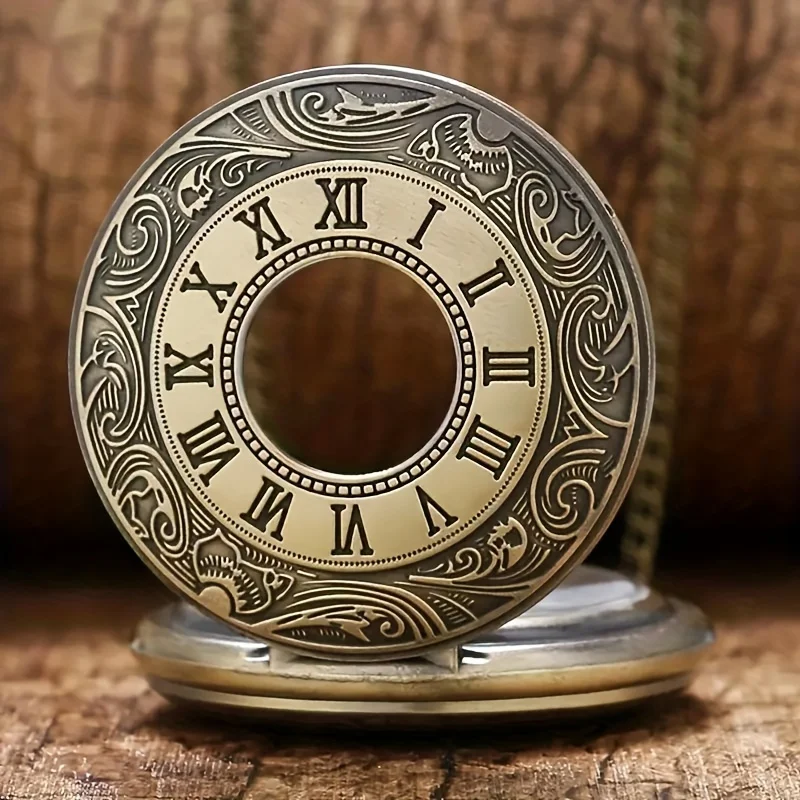 Bronze Roman Scale Display Design Quartz Pocket Watch Vintage Pendant Necklace Chain Leisure Men's Gift Clock montre à gousset