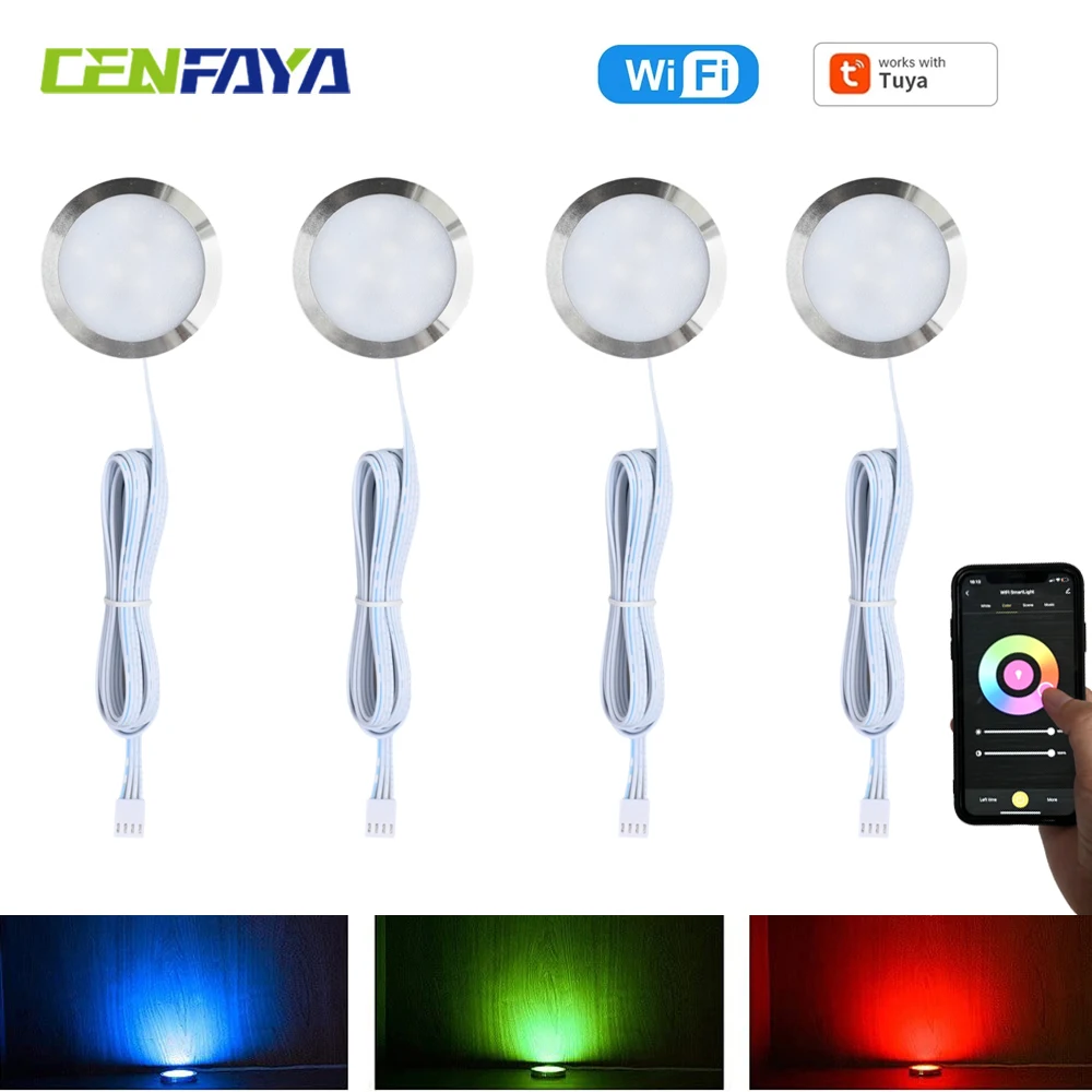 

Полный комплект 12 В Tuya WiFi RGB светодиодный светильник под шкафом, мебель, кухонная полка, лампа Smart Life, приложение для Google Assistant Alexa