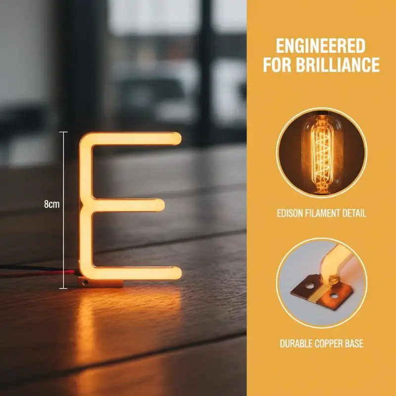 English Letter COB LED Filament DC3V Edison Yellow Light Diode DIY Party Decoration Lamp Accessories