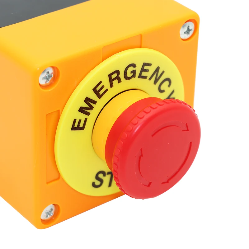 Interruptor de botão de travamento automático OMCH com caixa, cabeça de cogumelo, sinal vermelho, NO + NC, AC660V, 10A, parada de emergência