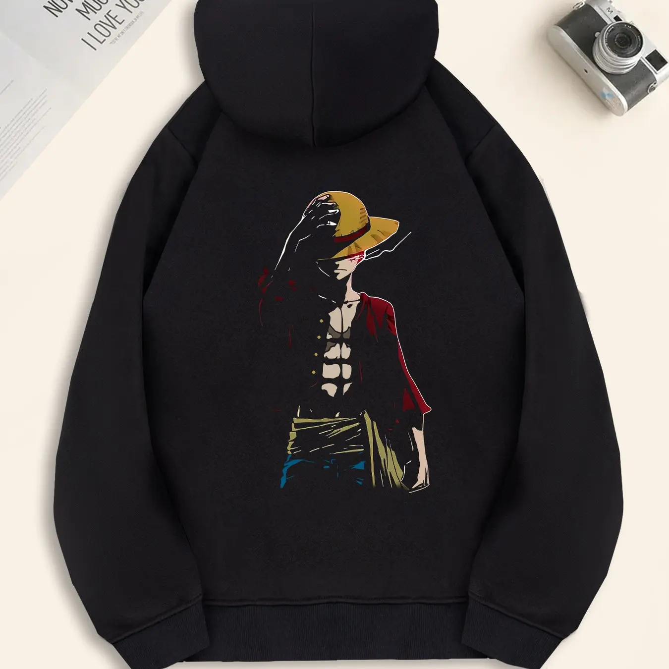 

One Piece Anime ‌Luffy Print Pattern Men Hoodies Comfortable Unisex Oversized Autumn and Winter Sweatshirt Streetwear