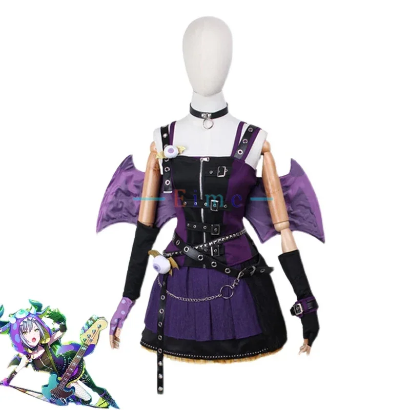 Game Project Sekai Colorful Stage Hinomori Shiho Cosplay Costume Women Cute Dress With Bat Wings Halloween Uniforms Custom Made