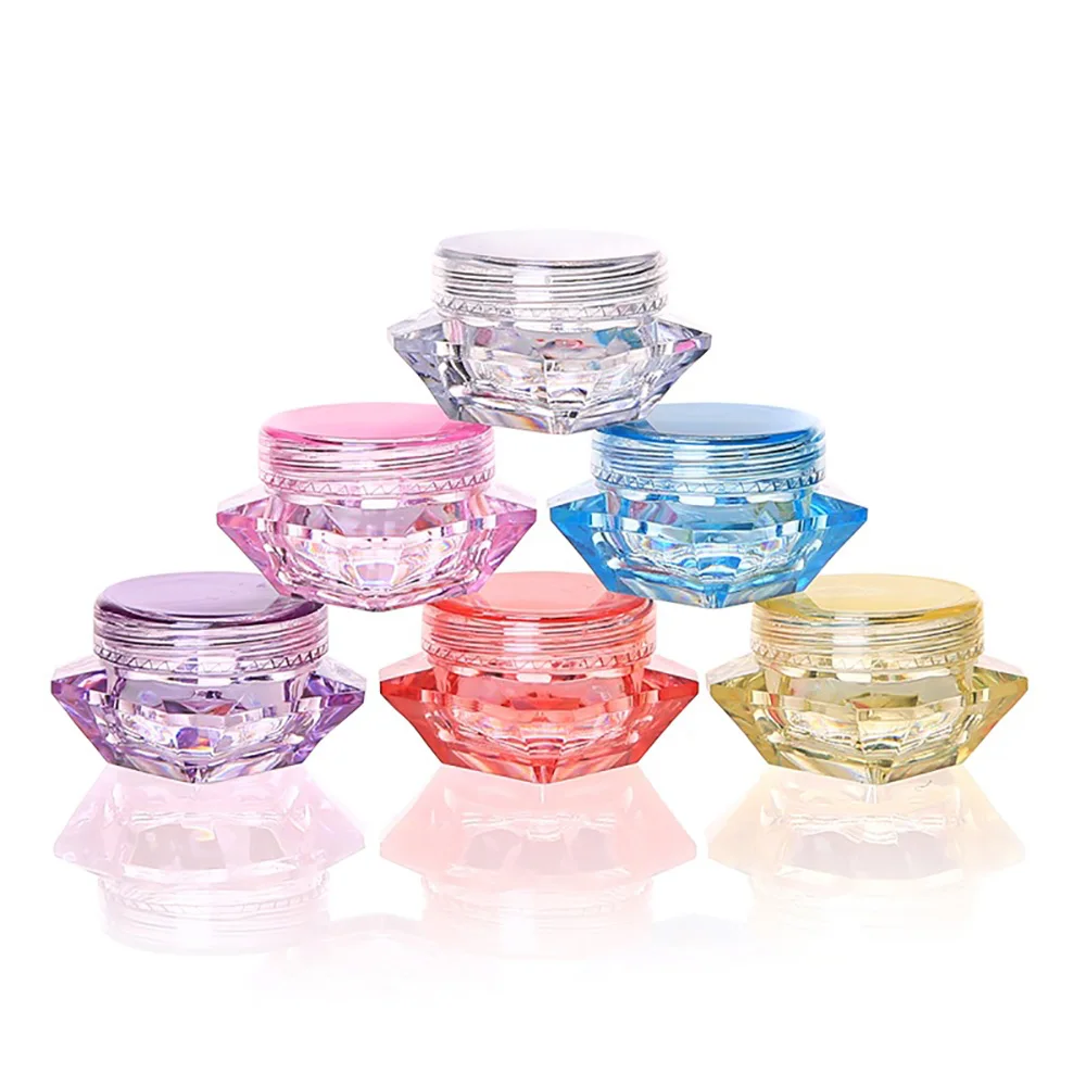 6PCS 3g Transparent Plastic Jars Cream Jars powder Square Sample Bottle Empty Pot Cosmetics Packaging Containers Manicure Tool