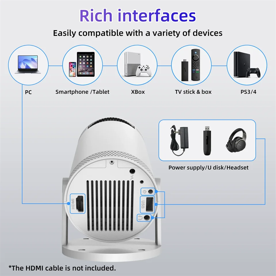 Home theater outdoor portable projector Transpeed Android 11 Wifi6 260ANSI projector Allwinner 713 1280 * 720P4K180 BT 5.0 view 6