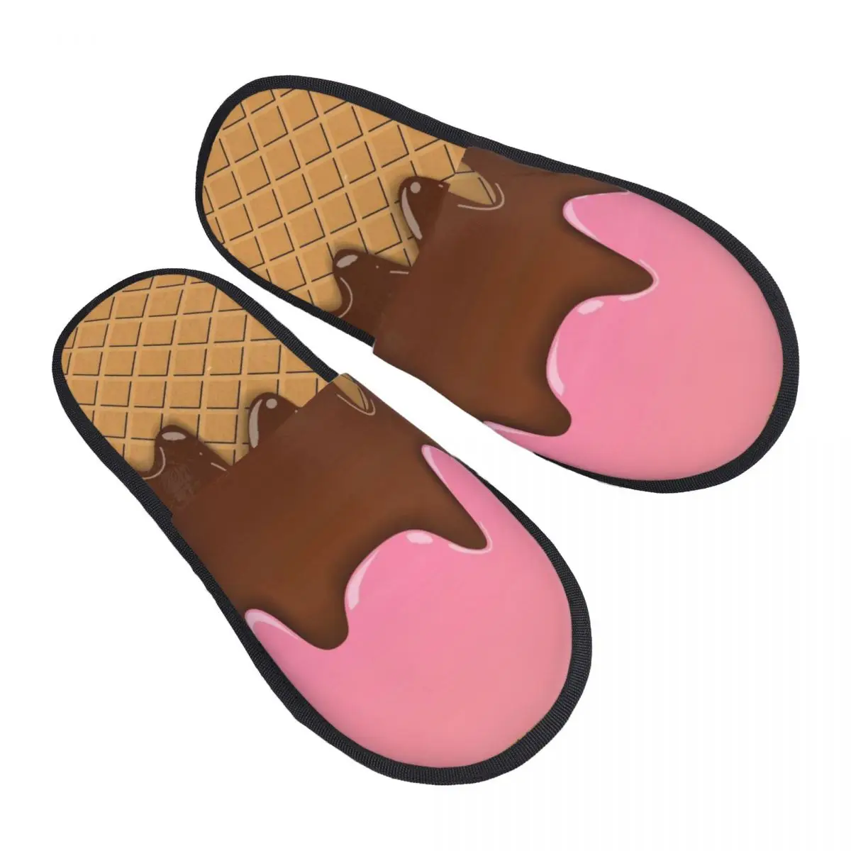 Nutty Chocolate Ice Cream Waffle 6 Men Women Furry slippers,Leisure pantoufle homme Home slippers