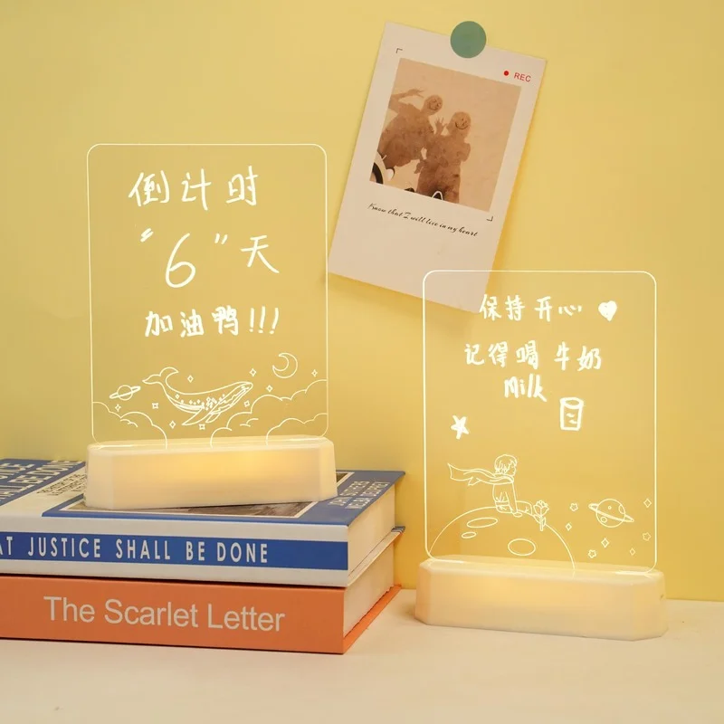 New Handwriting Night Light USB/3AAA Battery Powered Blank Acrylic Led Writing Board with Mark Pen Color Changing Lamp for Decor