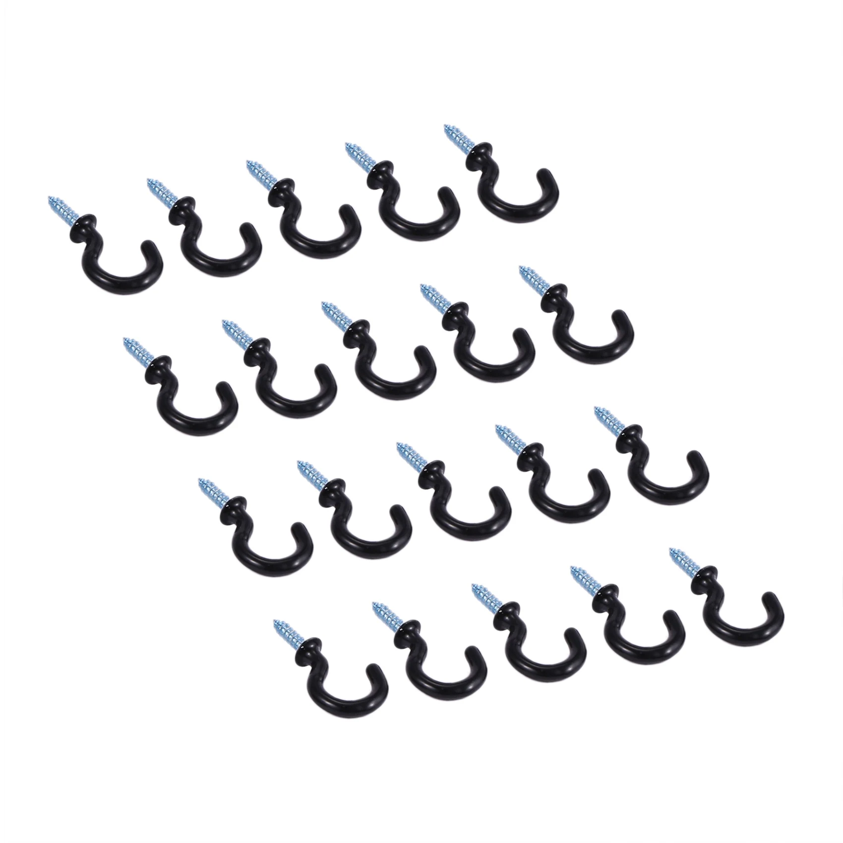 Ganchos para tazas de 50 piezas y 1,1 pulgadas, ganchos para tazas de Metal atornillados, recubiertos de plástico, color negro