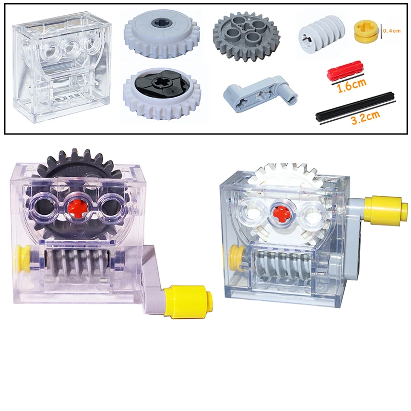 Bricks Technical Worm Gears Turbine Box Gearbox Suit Building Blocks 6588 3648 76244 4716 33299 32062 3705 32123 High-Tech Parts