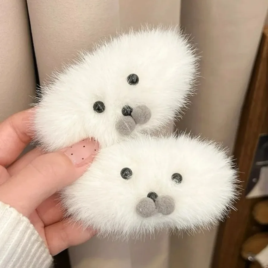 

Cute Plush Seal Hair Clip Soft Fluffy Cartoon Animal Hairpin Girls Winter Hair Bangs Clip Side Hairclips Headwear Accessories
