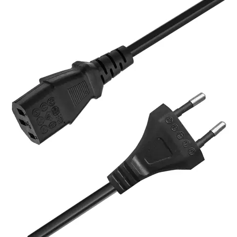 EU Power cord European AC Power Cable 2-PIN EU PLUG to IEC 320 C13 Power cord 2X0.75mm2 copper conductor