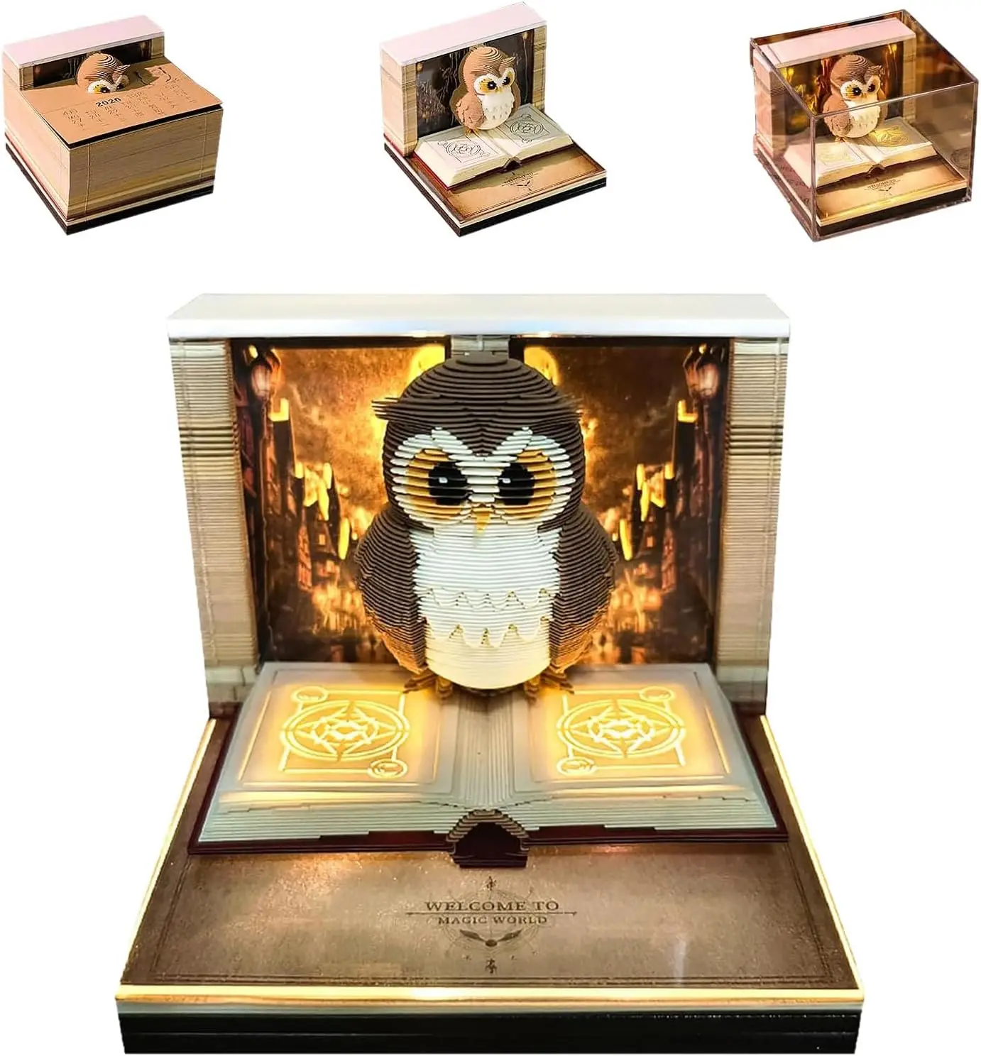 

Time Piece Calendar 2026 Magic Owl, Show 3d Tear Away Timepiece Calendar Owl, Paper Sculpture Desk Decor With Mystical Design, G