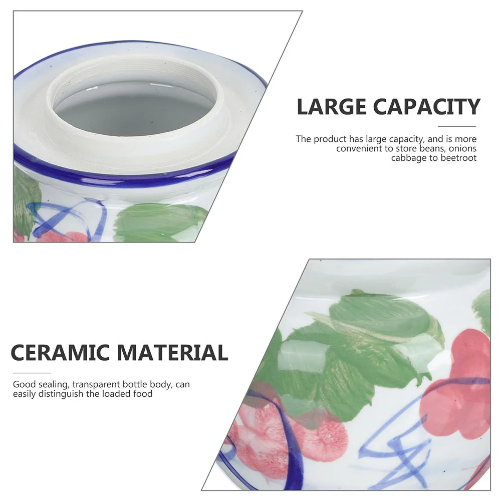 

Ceramic Pickle Jar Traditional Sino Style Vegetable Fermenting Kimchi Crock Sauerkraut Storage Container Kitchen Sealed Pickle