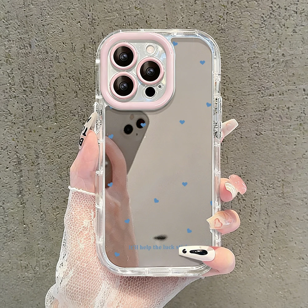 Einfache Stern-Polka-Dots Air-Cushion-Spiegel-Handyhülle für iPhone 17 15 14 16 Pro Max 13 12 11 Pro XR XS 7 8 Plus 17Air Girl Cover – Detail 38
