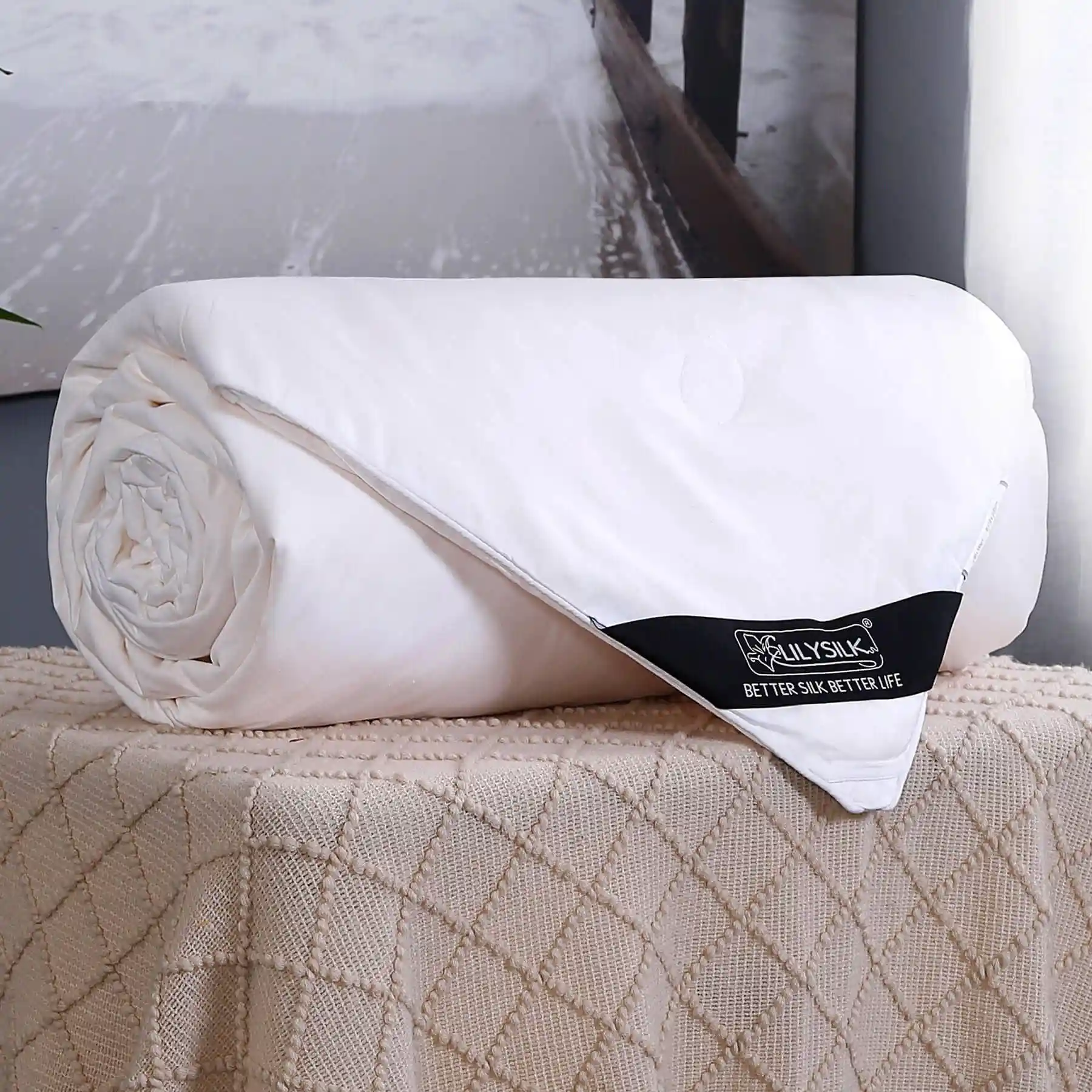 LILYSILK 100% Silk Filling with Cotton Cover Comforter for Summer Natural Quilt Hometexile for Better Sleep and Skin Care