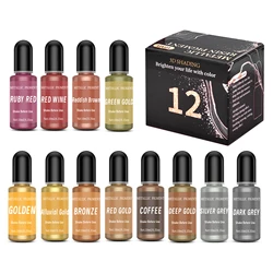 1set Art Ink Alcohol Epoxy Resin Pigment Kit Epoxy Resin Diffusion Pigment Liquid Mixed With Resin AB Glun Dyeing Jewelry Making