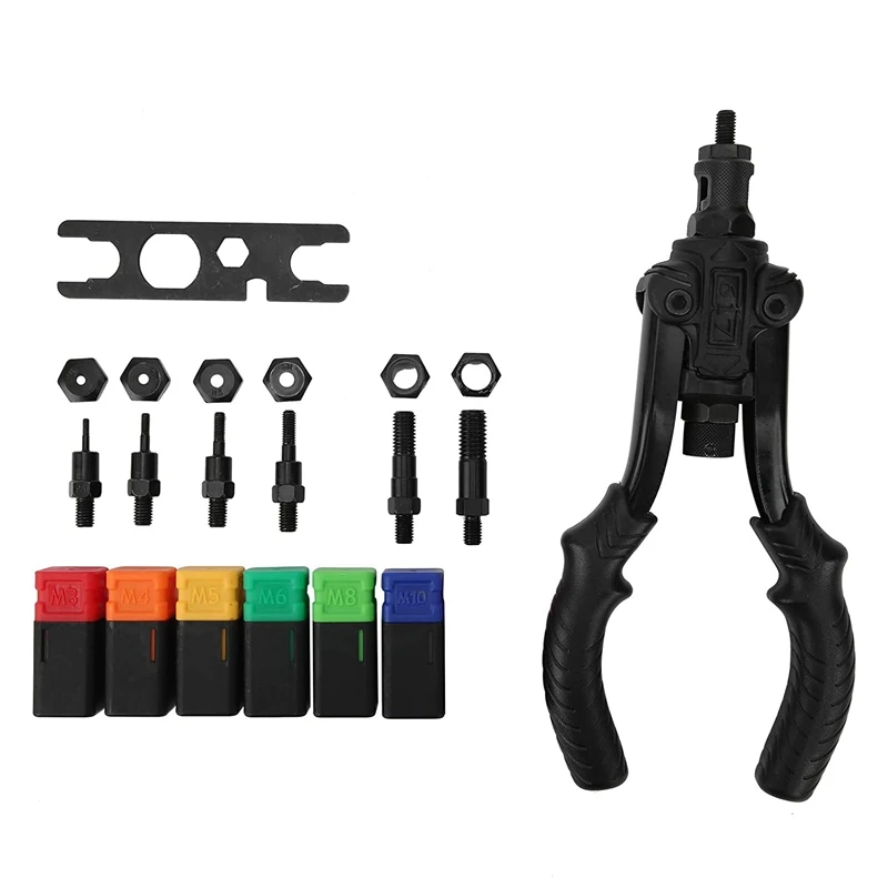 Black Double Handle Nut Kit Rivet Rivet Grab Aluminum Alloy Household Manual Nailing Tool