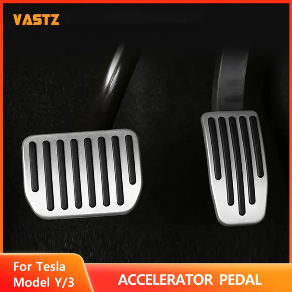 

VASTZ Foot Pedal Pads Covers for Tesla Model 3 Y Brake Pedals Foot Rest Accelerator Car Pedal Rubber Pad Cover Aluminum Alloy