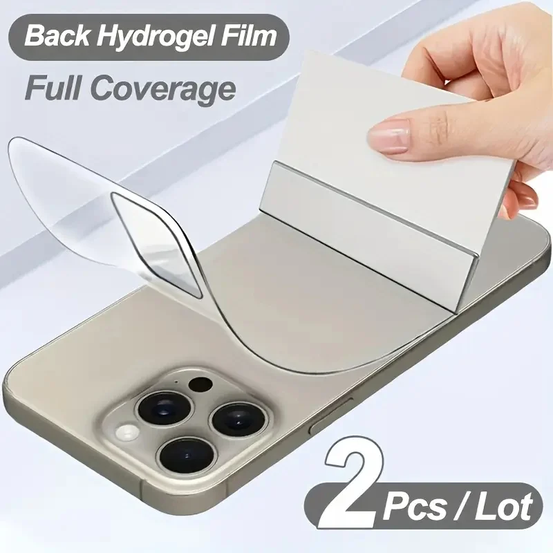 2 قطعة فيلم هيدروجيل خلفي آيفون 16 برو 16e 15 14 13 12 11 Plus Mini X XR XS Max طبقة حماية ناعمة آيفون 17 برو ماكس الهواء