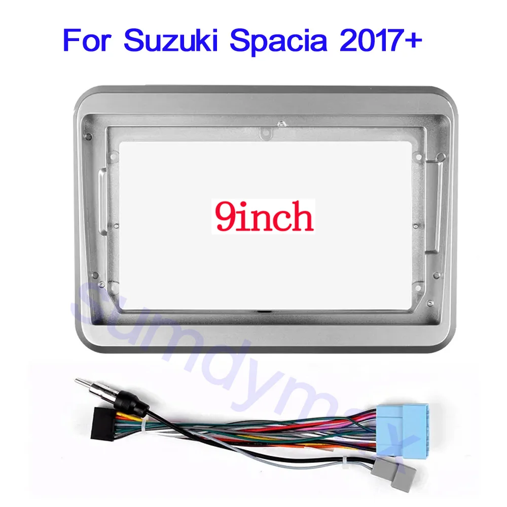 9 inch Car Radio Fascia for Suzuki Spacia 2017 2018 2019 car panel Trim Dashboard with power cable wire