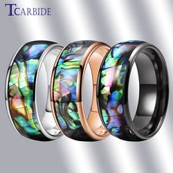 8MM Cool Abalone Shell Ring Black Men Women Tungsten Wedding Bands Domed Polished Male Female Perfect Gift Jewelry Comfort Fit