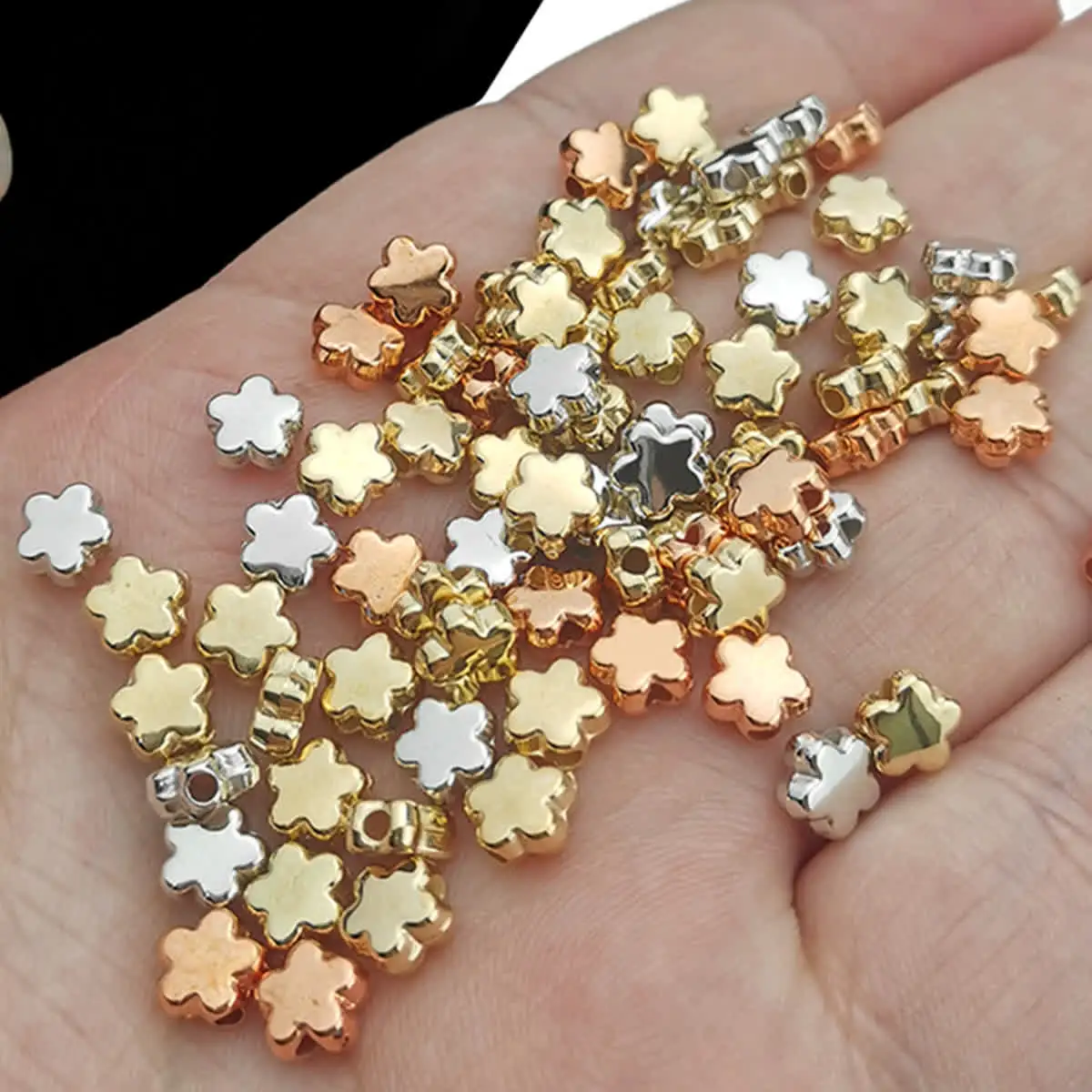 6mm KC Color CCB Plum blossom Shape Plastic Spaced Loose Beads For Jewelry Making Bracelet Necklace Keychain DIY Accessories