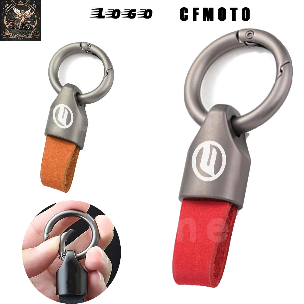 New For CFMOTO SR250 400GT 650 450 250Nk 800NK Luxury Leather Keychain Key Rings Motorcycle Accessories Leather Metal Keychain