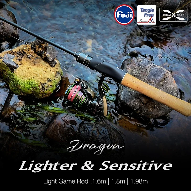 TSURINOYA Light Game Spinning Fishing Rod DRAGON 1.6m 1.8m UL Power Fast Action FUJI Guide Light Game Trout Ajing Stream Rod